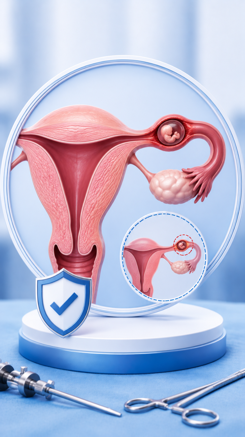 Laparoscopic ectopic pregnancy surgery fertility-preserving care at AnuSri Hospitals Secunderabad Hyderabad